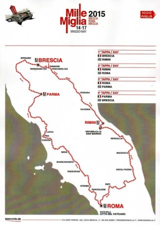 Mille Miglia 2015 - Streckenkarte